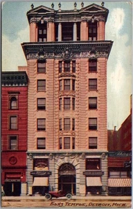 DETROIT Michigan Postcard "ELKS TEMPLE" B.P.O.E. Lodge / Street View 1914 Cancel - Picture 1 of 2