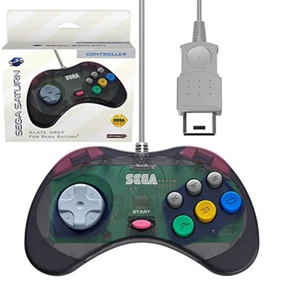 Retro-Bit Official Sega Saturn Controller Pad Original Port Slate Grey 6E - Image 1 of 3