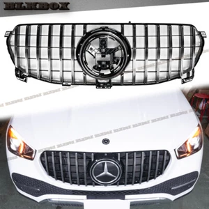 FOR 2020 UP BZ GLE STANDARD SUV W167 GT TYPE BLACK FRAME GRILLE w/ CHROME BAR - Picture 1 of 4