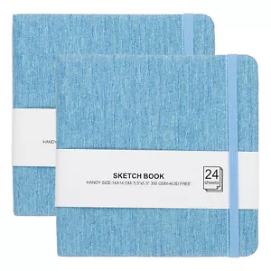 5.5x5.5" Watercolor Sketchbook, 2Pcs 24 Sheet 300GSM/203lb, Blue - Picture 1 of 6