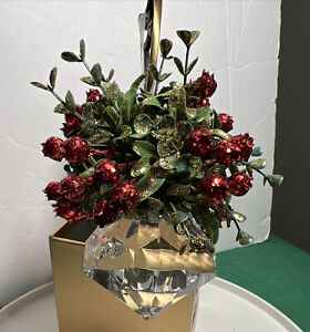 Mistletoe Crystal Kissing Ball Ornament With Red Berries