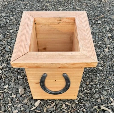 Douglas Fir Planter Box With Horseshoes  8”×9.5”x10” - Solid 3/4” - Image 1 of 3