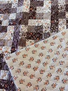 Quilted Cotton Cranston VIP Fabric REVERSIBLE Brown Floral Calico 42" by 30" - Picture 1 of 5