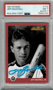 1991 STUDIO JEFF BAGWELL PSA/DNA 7 with a 7 AUTOGRAPH - HOUSTON ASTROS - Picture 1 of 2