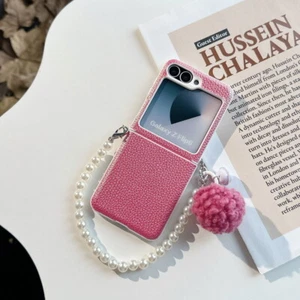 Handyhülle für Samsung Galaxy Z Flip6 5 4 Pearl Mit Armband Leder Stoßfeste Case - Bild 1 von 16