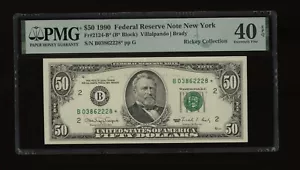 DBR 1990 $50 FRN New York STAR Fr. 2124-B* PMG XF-40 EPQ Serial B03862228* - Picture 1 of 2