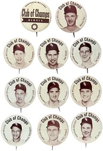 1952 Chicago White Sox Hawthorn-Mellody Dairy Pin Set 11 Complete Nellie Fox - Picture 1 of 2
