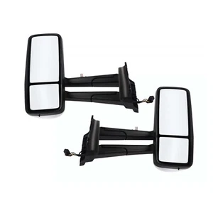 Chrome Rear View Mirror Left+Right Side For Kenworth 14-19 T680 w/Antenna Pair - Picture 1 of 8