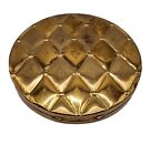 Vintage Compacts By Ritz Gold Tone Quilted Detail Circular Pressed Powder Tin