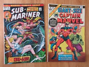Lot of 2 High-Grade '70s Marvels! SUB-MARINER #57 + Giant-Size CAPTAIN MARVEL #1 - Picture 1 of 8