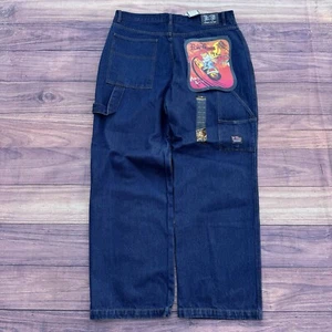 Vintage Y2K Baggy Jeans Wide Leg Carpenter Loop Skate Jeans RB Streetwear 40x34 - Picture 1 of 8