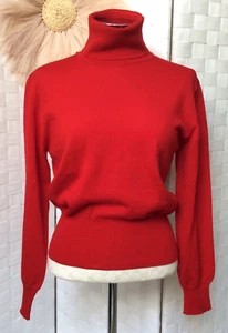Vintage Rollkragenpullover Lorbeer 100% Schurwolle Woolmark rot Größe 38 FX3 - Bild 1 von 16