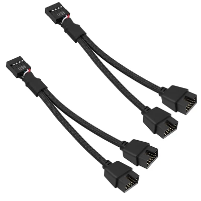 2 Stück USB 2.0 9-Polige Buchse Auf Doppel-Verlängerungskabel, 9-Poliger Stecker - Bild 1 von 4