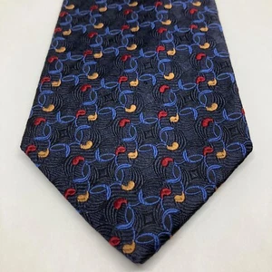 Hickey Freeman Tie Blue Geometric Pattern Yellow Red Paisley Made in USA - Picture 1 of 9
