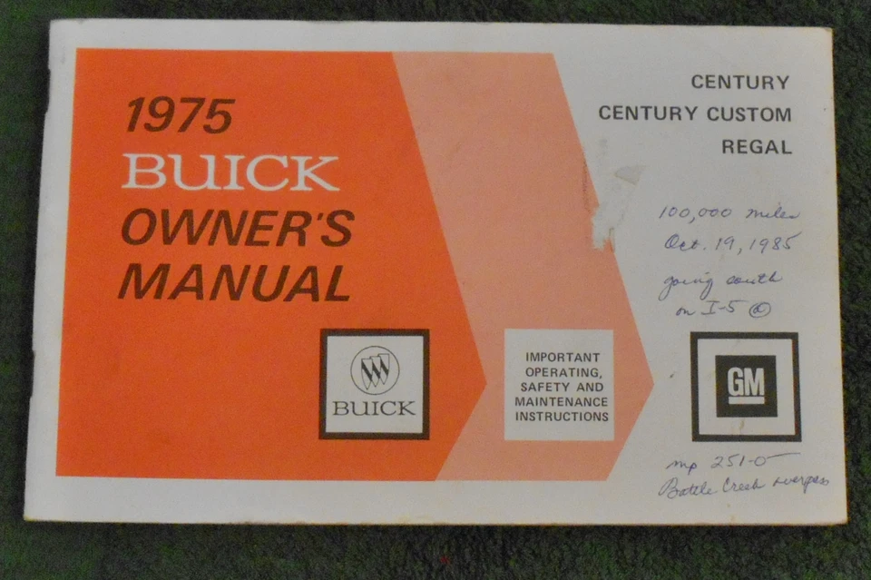 1975 Buick Century Custom Regal ORIGINAL OWNER'S MANUAL - Image 1 of 2