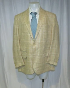 Polo Ralph Lauren Corneliani Silk Blend Tan Plaid Two Button Sport Coat 46L - Picture 1 of 11