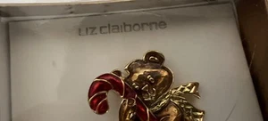 DE COLECCIÓN LIZ CLAIBORNE OSO DE PELUCHE NAVIDAD CON BASTÓN DE CARAMELO NUEVA CAJA DE REGALO ORIGINAL - Imagen 1 de 5