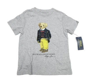 Polo Ralph Lauren Boys Grey Heather Polo Bear Graphic Crew-Neck T-Shirt - Picture 1 of 4