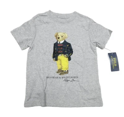 Polo Ralph Lauren Boys Grey Heather Polo Bear Graphic Crew-Neck T-Shirt - Image 1 of 4