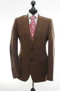 Gant Jacket Suit 94 Braun Dark Brown Single Row 2-Knopf Patches Wool Like New - Picture 1 of 5