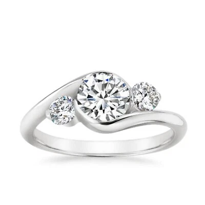 Round Cut 1.40 Carat Lab Grown Diamond Ring for Wedding in 14K White Gold - Image 1 of 4