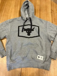 Under Armour Sweater Mens Medium Gray Project Rock Bull Hoodie Sweatshirt - Picture 1 of 8