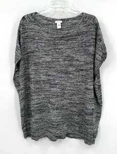 NUEVO JILL PURE JILL Suéter Túnica Sin Mangas Algodón jaspeado Lino Negro Gris XL - Imagen 1 de 7