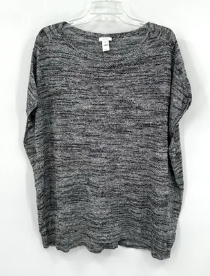 NEW J JILL PURE JILL sweater tunic sleeveless marled cotton linen black gray XL - Image 1 of 4