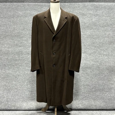 Jos. A. Bank Coat Mens 46L Brown Wool Cashmere Overcoat 3 Button Lined Topcoat - Image 1 of 4