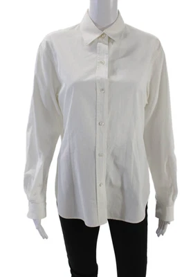 Burberry Women's Collared Long Sleeves Button Down Shirt White Size 10 - Image 1 of 4