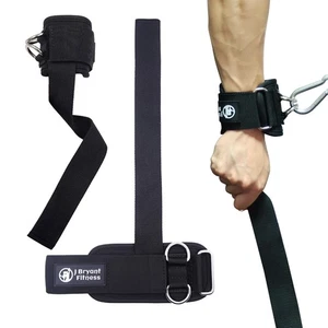 Weight Lifting Wrist Support Cuffs with Double D-Rings for Pulley Workouts - Picture 1 of 7