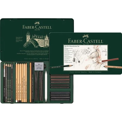 Faber-Castell Pitt Monochrome-Set, groß, 33-teilig im Metall-Etui - Bild 1 von 4