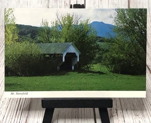 Mt. Mansfield, Gates Farm Covered Bridge, Cambridge, Vermont VT Postcard - Picture 1 of 5