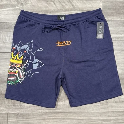 Ed Hardy Polar Sudaderas Pantalones Cortos Gráfico Bulldog Cordón Azul Marino Para Hombres Talla XL NUEVO CON ETIQUETAS Foto 1 de 4