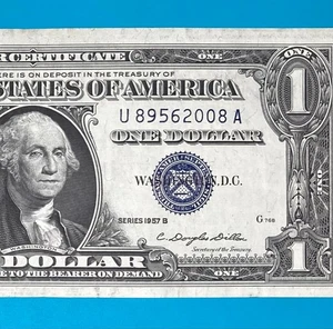 TRAILING YEAR 2008 (U 8956 2008 A) $1 One Dollar Bill Silver Certificate 1957B - Picture 1 of 4