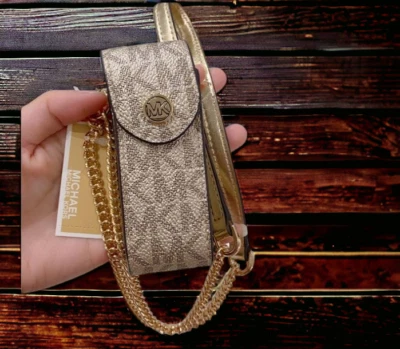 NEW WITH TAGS MICHAEL KORS LIPSTICK HOLDER PALE GOLD JET SET TRAVEL 35F2GTVN1M - Image 1 of 4