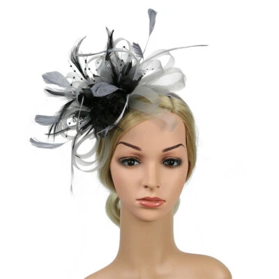 Mujeres Fascinador Pluma Sombrero Flor Clip de Pelo Iglesia Boda Fiesta Prendas para la cabeza Clip Foto 1 de 4