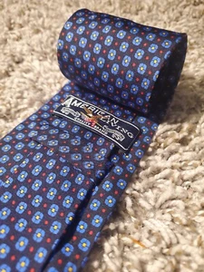 American Living Men's Necktie Blue with Multicolor Geometric Pattern Silk 60" - Picture 1 of 9