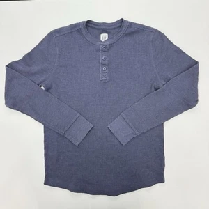Gap Thermal Long Sleeve Shirt Mens Medium Blue Henley Outdoors Cotton Blend - Picture 1 of 5