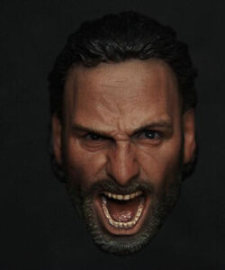 1/6 Scale Screaming Rick Grimes Head Sculpt for Hot Toys Phicen TBL Figure Body