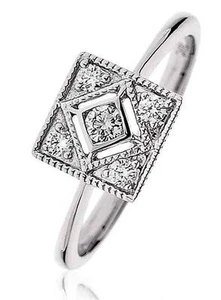 Genuine Diamond Square Ring F VS Brilliant Cut set in 18ct White Gold - Picture 1 of 1