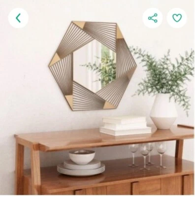 ✨️  Facet Hexagonal Decorative Wall Mirror Gold - ZM Home - Image 1 of 4