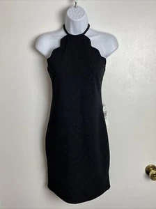 Neu mit Etikett Jump Apparel Damen Junior schwarz glitzerndes Neckholder-Minikleid Größe 3/4 - Bild 1 von 15