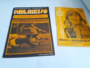 Wolverhampton Wanderers 1975 Programmes x2 Wolves RARE vintage Man city /Middles - Picture 1 of 3