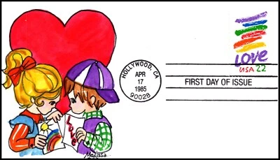 Scott 2143 - 22 Cents Love Melissa Fox Hand Painted FDC #7 - Image 1 of 2