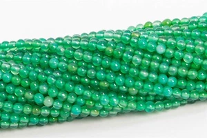 Cuentas sueltas redondas de piedras preciosas de grado AAA de ágata verde brillante natural de 2 mm 15,5" - Imagen 1 de 3