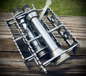 Lyotard STEEL Chrome Pedals - Gleaming  Early Collector Grade - Premium Model - Picture 1 of 8