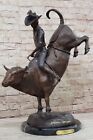 Rodéo par C.M Thomas 100 % bronze cow-boy sur taureau sculpture statue décoration oeuvre d'art