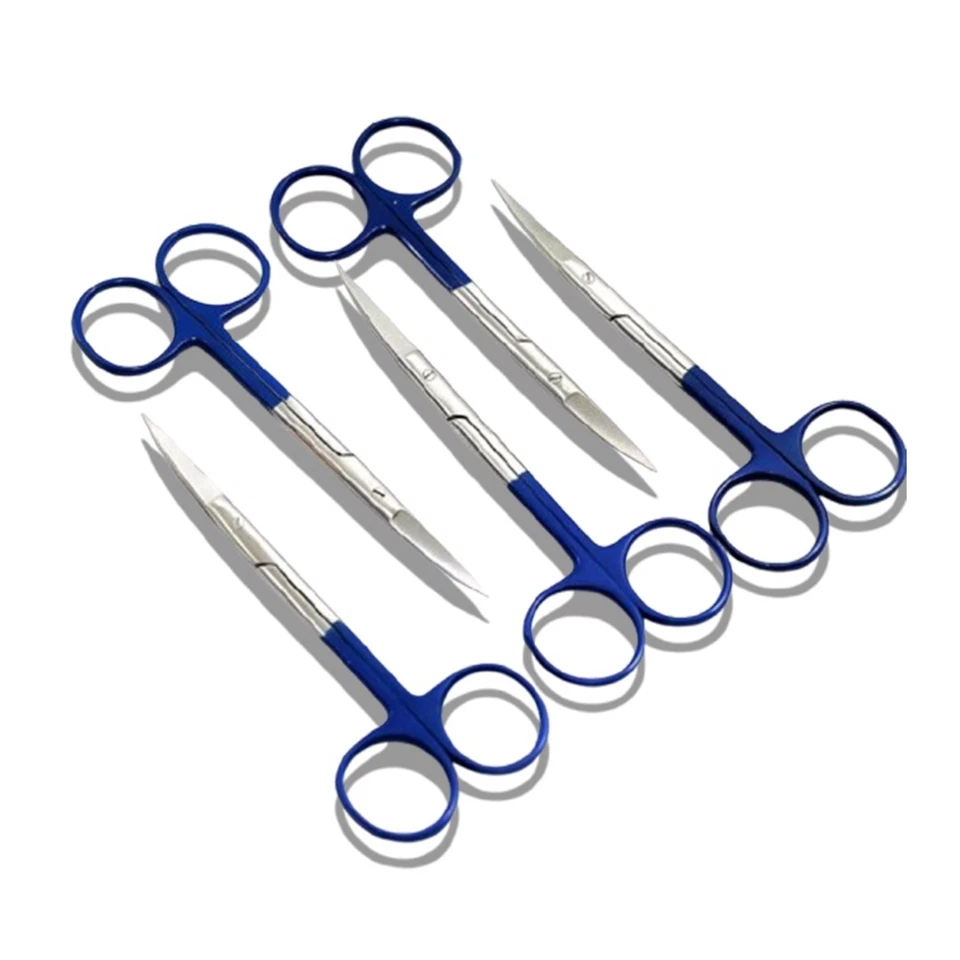 JUEGO DE 5 TIJERAS IRIS 4,5" azul curvado micro tijeras afiladas instrumento SUPERCUT Foto 1 de 1