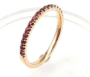 Half Eternity Ruby wedding band or stacking rings,comfort fit,U pave setting,14K - Picture 1 of 12